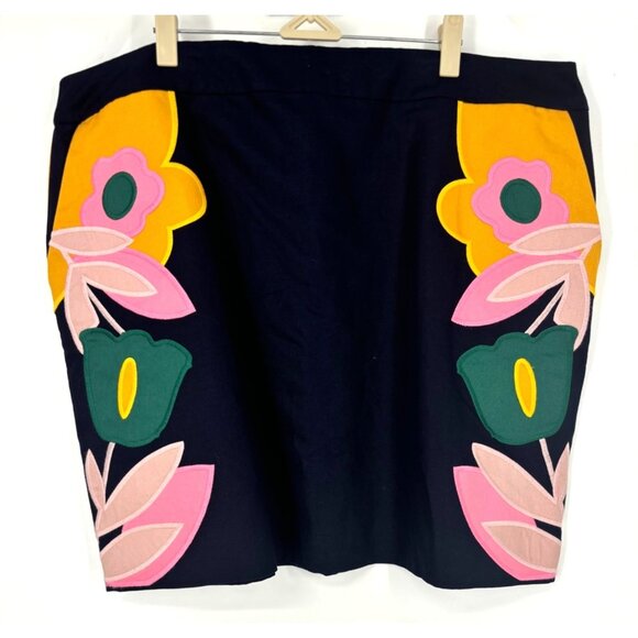 NWOT Boden Embroidered Mini Skirt in Navy Applique Blue Pink 20 22 - Picture 3 of 6